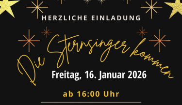Zu sehen ist ein Text über die Sternsinger, die am 16.01. um 16 Uhr in die Collm Klinik kommen.