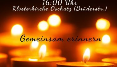 Zu sehen ist die Einladung zur Veranstaltung für Trost & Gedenken am Samstag, den 17.01. um 16 Uhr in der Klosterkirche Oschatz.