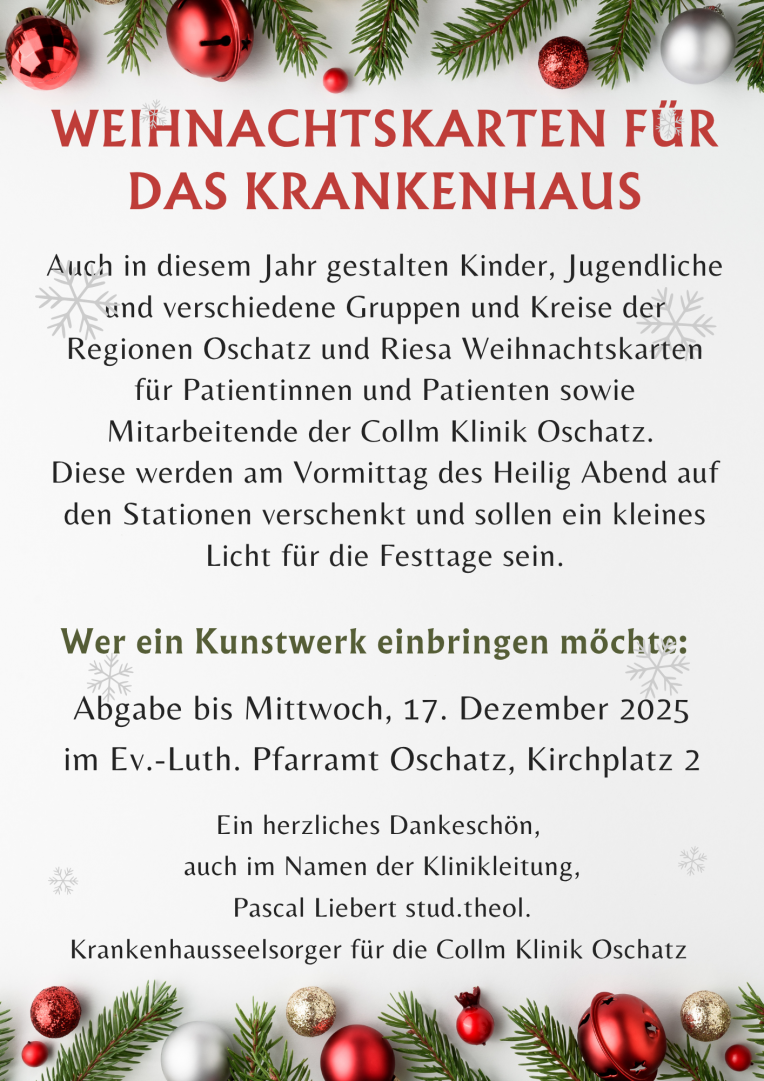 Zu sehen ist der Aufruf zur Abgabe der Weihnachtskarten.
