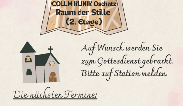 Zu sehen sind die im Text genannten Termine zum Gottesdienst im Raum der Stille.